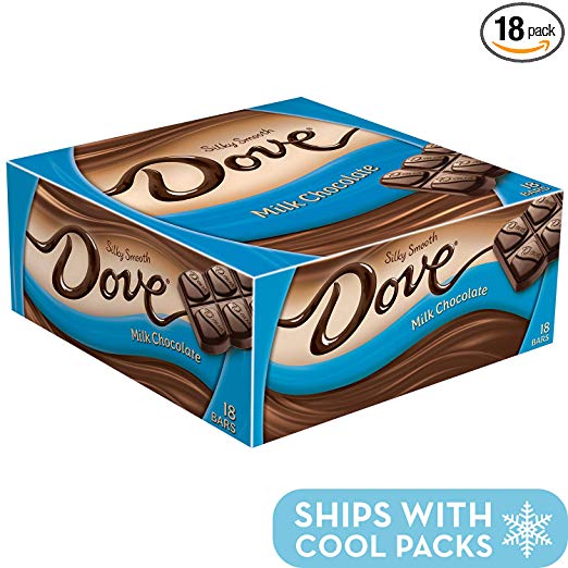 Dove Milk Chocolate Singles Size Candy Bar 1.44-Ounce Bar 18-Count Box
