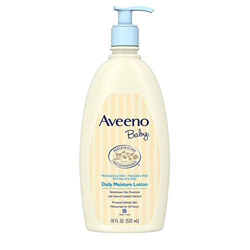 Aveeno Baby Daily Moisture Lotion with Natural Colloidal Oatmeal & Dimethicone, Fragrance-Free, 18 fl. oz