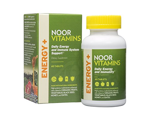 NoorVitamins Energy Supplements Multivitamin with Organic Fruits and Vegetables, Halal Vitamins (60 Count)