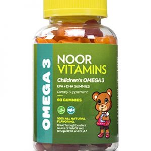 NoorVitamins Children's Omega 3 Gummy Vitamin - Packed Full of EPA+DHA to Help Young Brains Develop - 90 Count Gummies - Halal Certified Vitamins For Kids (1)