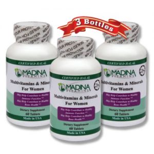 Madina Vitamins Women's Multivitamins and Minerals with BIOTIN (3 Pack Supplements) Made in USA - Halal Vitamins