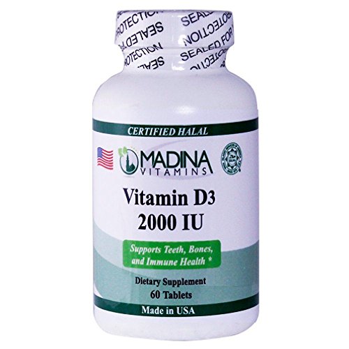 Madina Vitamins Vitamin D3 5000 IU Softgels, For Bone Health and Immune System (60 Softgels Daily Supplements) Made in USA - Halal Vitamins
