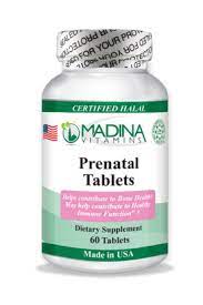 Madina Vitamins Prenatal Vitamins with Vitamin D and Calcium (60 Tablets Daily Supplements) Made in USA - Halal Vitamins