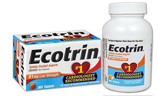 Ecotrin Low Strength, 81 mg, 1 Cardiologist Recommended, Safety Coated Aspirin-Pain Reliever, 365 Tablets