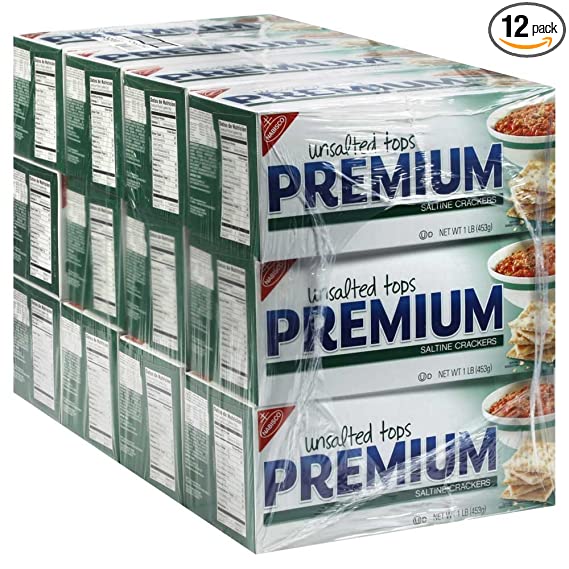 Nabisco Unsalted Premium Saltine Crackers 16 oz (Pack of 12)
