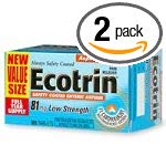 Ecotrin Safety Coated Aspirin Tablets, Low Strength, 81 mg, 365-Count Bottles (Pack of 2)