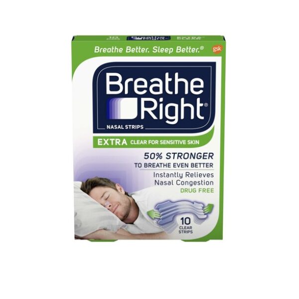 Breathe Right Extra Clear Nasal Strips Drug Free Sensitive (44 Extra Clear Strips (Sensitive Skin))