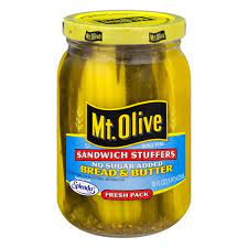 Mt. Olive Sandwich Stuffers Bread & Butter Pickles, No Sugar Added 16 Oz (Pack of 3)