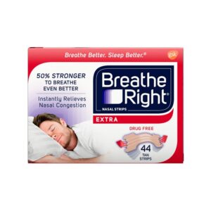 Breathe Right Extra Strong Nasal Strips One Size Fits All, Tan (44 ct)