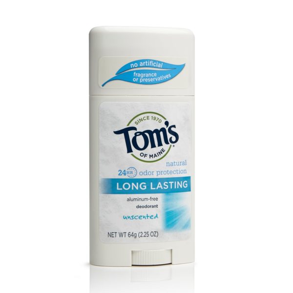 Tom's of Maine 683425 Long-Lasting Deodorant Stick, Unscented, 2.25 Ounce, 18 Count