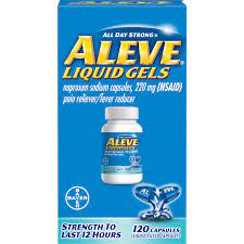 Aleve Liquid Gels, Naproxen Sodium Capsules 220 mg (NSAID), Pain Reliever/Fever Reducer, Fast Pain Relief, 120 Count