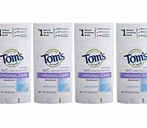Tom's of Maine Natural Original Care Deodorant Stick, Unscented, 2.25 Ounce, Pack of 6