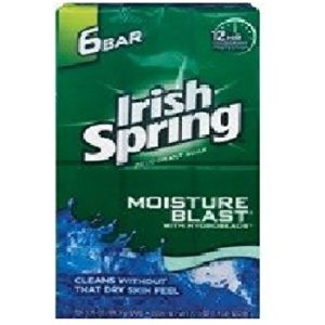 Irish Spring Deodorant Soap, Moisture Blast, Six 3.75 Oz. Bars