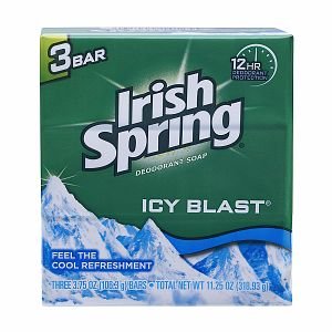 Irish Spring Deodorant Bath Bar Soap Icy Blast, 3.75 Ounce Each, 3 Bar Pack (Pack of 4) 12 Bars Total