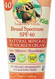 Badger - Kids Sport Clear Zinc Sunscreen SPF 40, Tangerine and Vanilla Scent - 2.9 Oz Tube