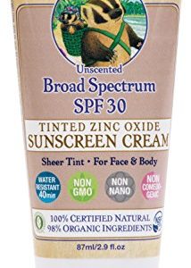 Badger - SPF 30 Tinted Mineral Sunscreen Cream for Face and Body, Unscented - 2.9oz Tube