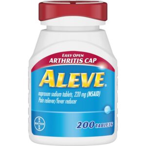 Aleve Tablets with Easy Open Arthritis Cap, Naproxen Sodium, 220mg (NSAID) Pain Reliever/Fever Reducer, 200 Count (Pack of 2)