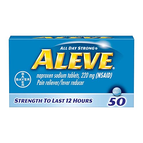Aleve Tablets with Naproxen Sodium, 220mg (NSAID) Pain Reliever/Fever Reducer, 50 Count