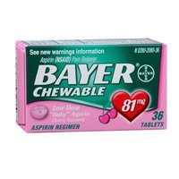 Bayer Chewable Low Dose Baby Aspirin Cherry 81 Mg 36-Count (Pack of 3)
