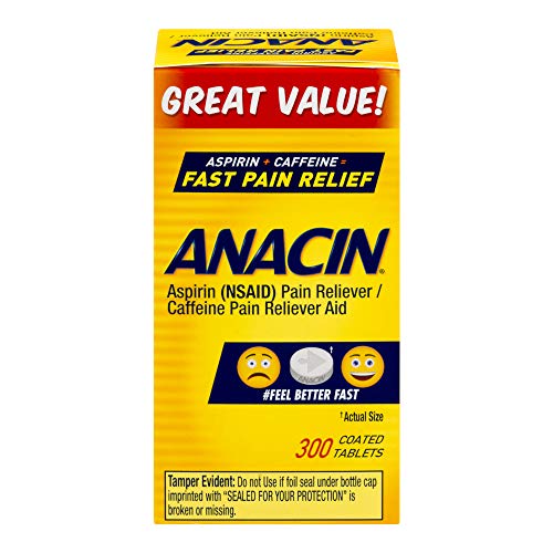 Anacin Fast Pain Relief Aspirin & Caffeine Pain Reliever | 300-Ct Coated Tablets