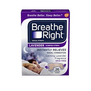 Breathe Right Nasal Strips to Stop Snoring, Drug-Free, Calming Lavender, 26 count