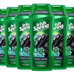 Irish Spring Charcoal Body Wash, Pure Fresh, 18 fluid ounce (Pack of 6)