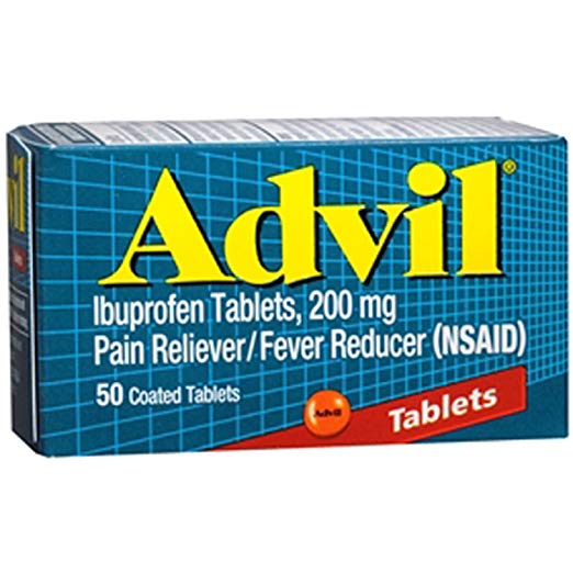 Advil Pain Reliever/Fever Reducer, 200 mg, 50 Coated Tablets.