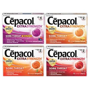 Cepacol Extra Strength Lozenges Mixed Flavor Variety Pack: Mixed Berry (16ct), Cherry (16ct), Honey Lemon (16ct) and Tangerine (16ct)
