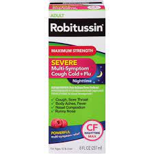 Robitussin Severe CF Maximum Strength Cough, Cold, Flu Nighttime Medicine (4 fl. oz. Bottle)