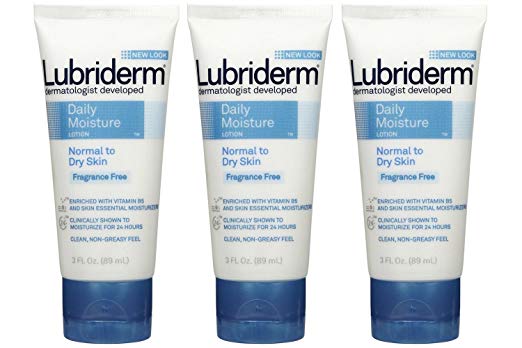 Lubriderm Daily Moisture Lotion Fragrance-Free 3 Ounce Tube (88ml) (3 Pack)