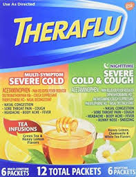 Theraflu MultiSymptom Severe Cold Relief Medicine/Nighttime Severe Cold & Cough Relief Medicine Powder, 12 Packets