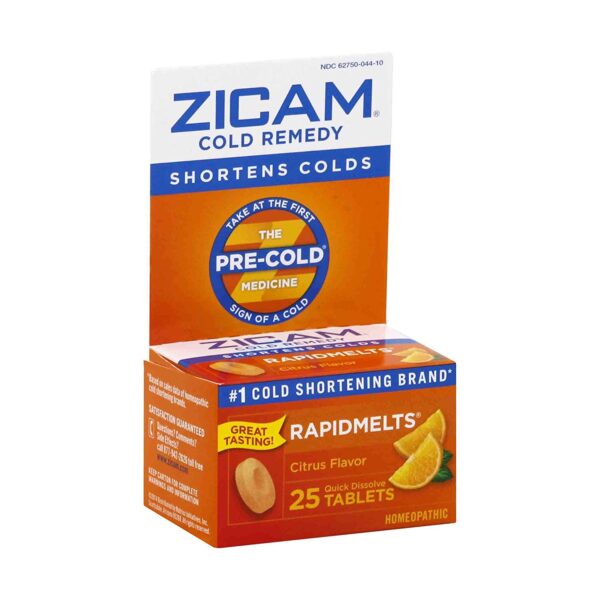 Zicam Cold Remedy Citrus RapidMelts, 25 Quick Dissolve Tablets, Clinically Proven to shorten colds when taken at the first sign, homeopathic