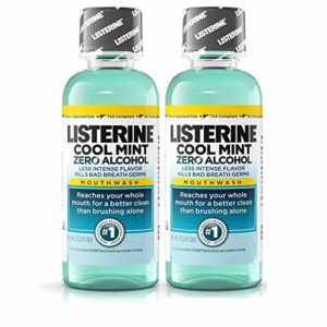Listerine Cool Mint Zero Alcohol Mouthwash, Travel Size 3.2 Ounces (95ml) - Pack of 2