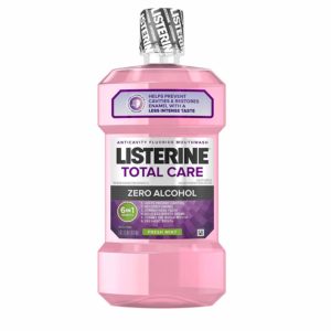 Listerine Total Care Alcohol-Free Anticavity Mouthwash, 6 Benefit Fluoride Mouthwash for Bad Breath and Enamel Strength, Fresh Mint 1L, (Pack of 2)