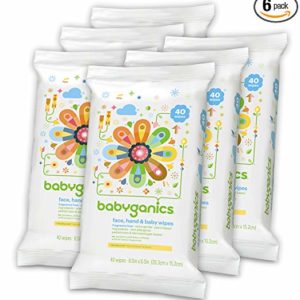 Babyganics Face, Hand & Baby Wipes, Fragrance Free, 240 Count (Contains Six 40-Count Packs)