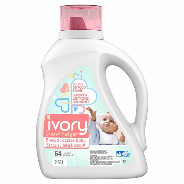 Ivory Snow Stage 2: Active Baby Hypoallergenic Liquid Laundry Detergent (HE), 2.95L (64 Loads) - Packaging May Vary
