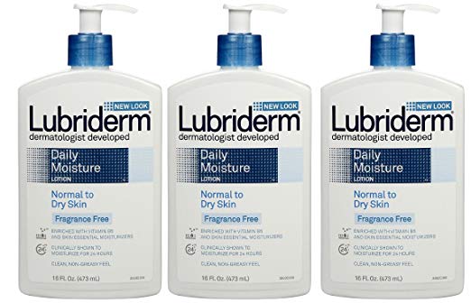 Lubriderm Daily Moisture Lotion, Fragrance Free - 16 oz - 3 Pack