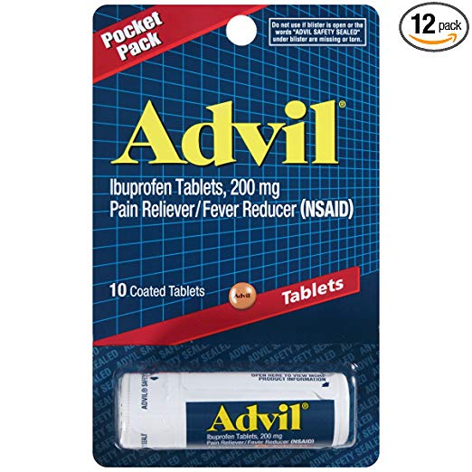Advil Pain Reliever/Fever Reducer, 200mg Ibuprofen (10-Count Coated Tablets, Pack of 12)