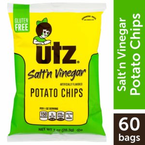 Utz Potato Chips, Salt & Vinegar, 1 oz Bag (Pack of 60)