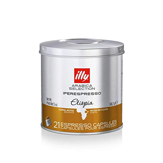 illy Coffee, iperEspresso Capsule,Arabica Selections Ethiopia Single Origin Espresso Pods, 100% Arabica Bean Premium Gourmet Light Roast, Citrus & Floral Notes; For illy iperEspresso Machines (21 ct)