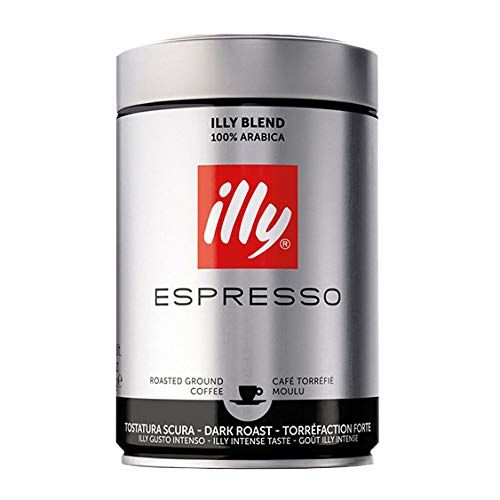 illy Ground Espresso Coffee Dark Roast, 100% Arabica Coffee Blend Can, 8.8 Ounce