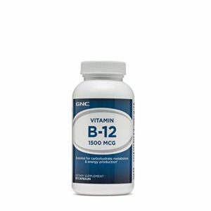 GNC Vitamin B-12 1500 MCG, 90 Capsules, Supports Carbohydrate Metabolism and Energy Production