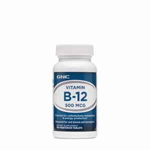 GNC Vitamin B-12 500mcg, 100 Tablets, Supports Carbohydrate Metabolism and Energy Production