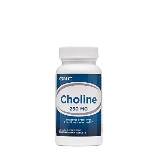 GNC Choline 250mg Brain, Liver & Cardiovascular Health, Tablets, 100 ea
