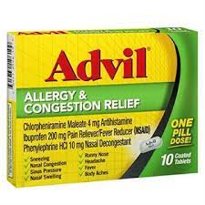 Advil Allergy & Congestion Relief Tablets 10 ea (Pack of 2)