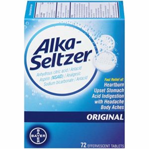 Alka-Seltzer Original Effervescent Tablets - fast relief of heartburn, upset stomach, acid indigestion with headache and body aches - 72 Count