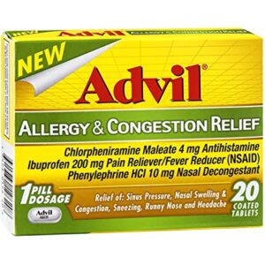 Advil Allergy & Congestion Relief 200mg Pain Reliever Fever Reducer: 50 Packets of 1 Coated Tablet - Tj18