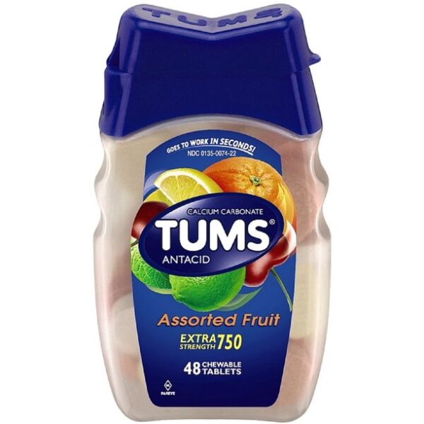 Tums Antacid/Calcium Supplement, Extra Strength, Assorted Fruit, Tablets 96 ct