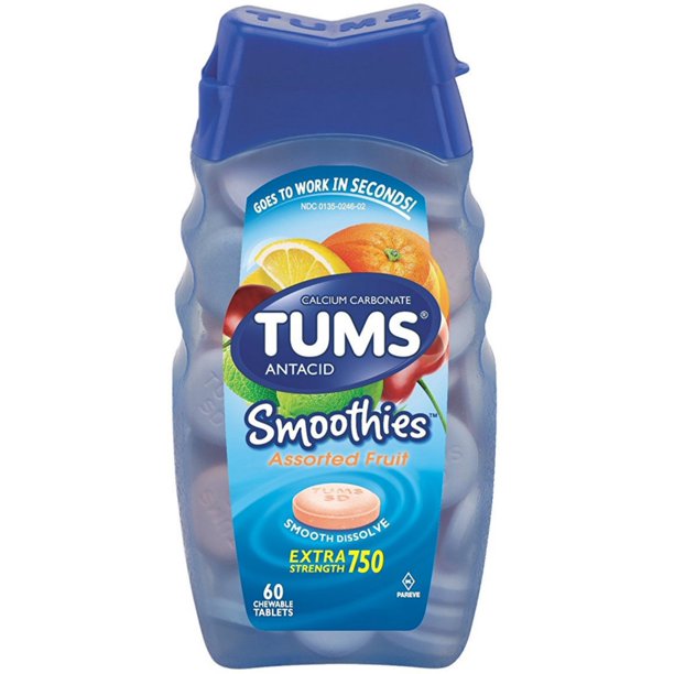 TUMS Smoothies Extra Strength Assorted Fruit Antacid Chewable Tablets 