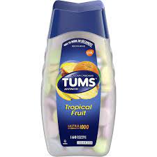 TUMS Ultra Strength 1000 Assorted Tropical Fruit Antacid Chewable Tablets for Heartburn Relief, 160 count